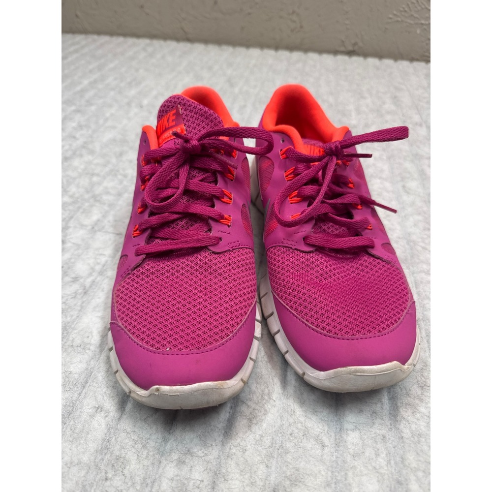 Nike Free 5.0 GS Pink Orange Silver Running Shoes 580565-600 Youth 6Y Womens 7.5